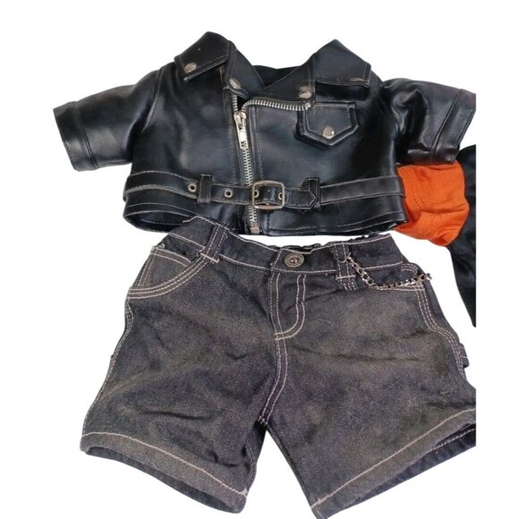 Complete Build A Bear Harley Davidson Outfit Leather Jacket Jeans Shirt Boots - Picture 2 of 6